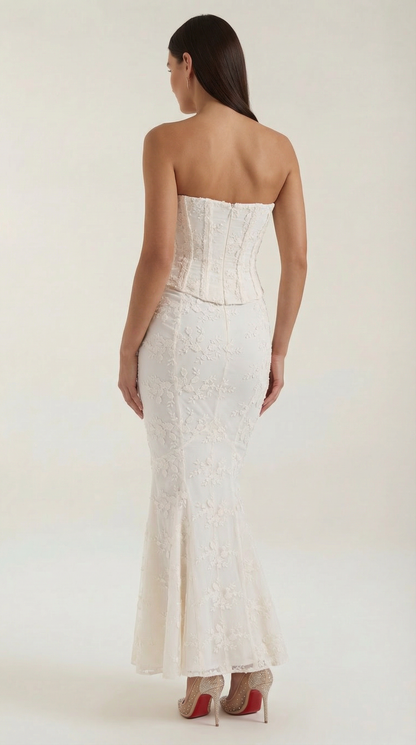 Abito Lungo Donna Bustier in Pizzo