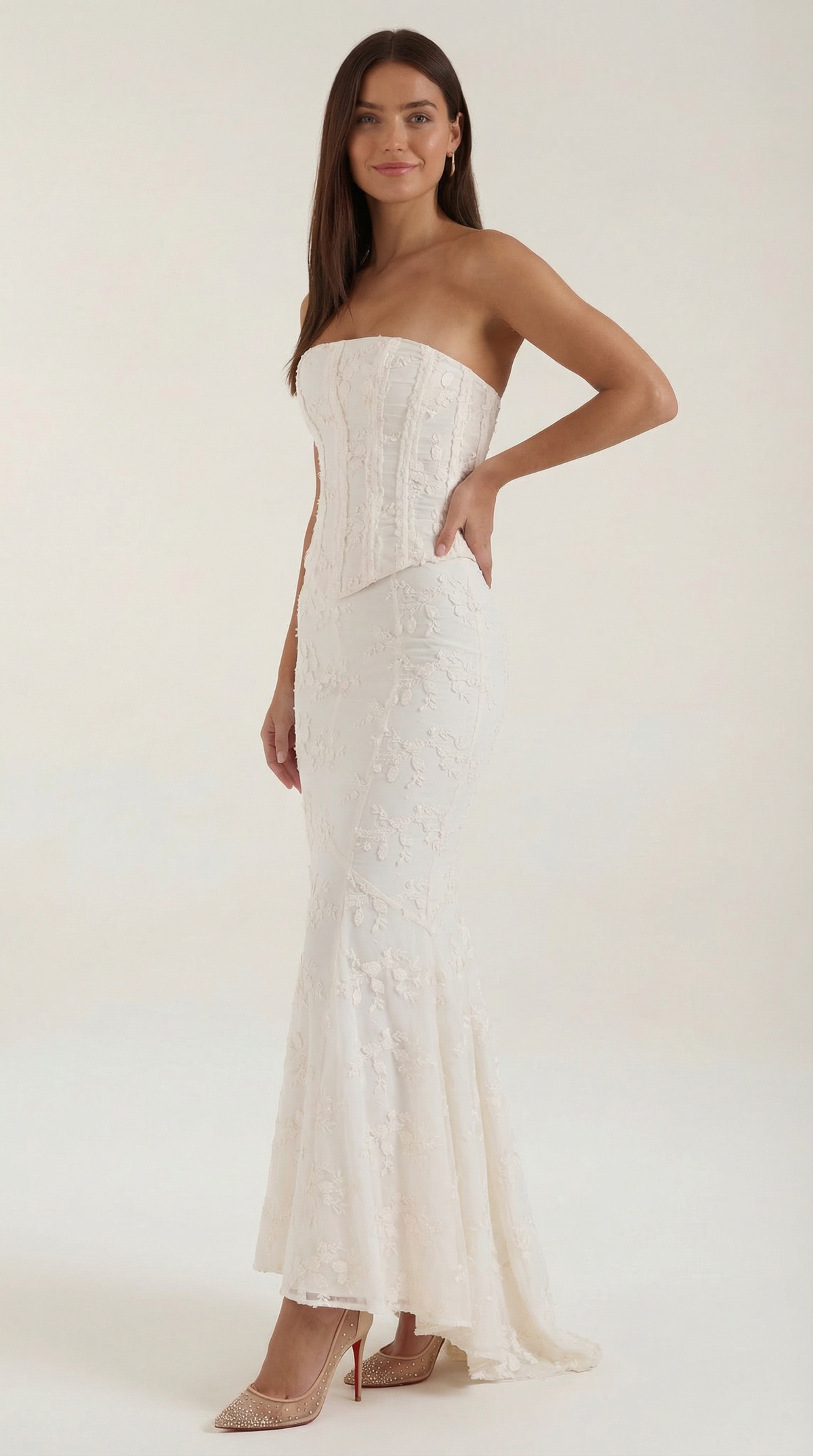 Abito Lungo Donna Bustier in Pizzo