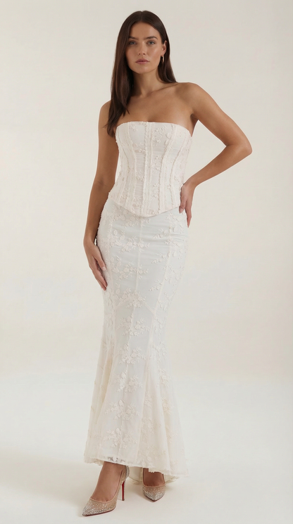 Abito Lungo Donna Bustier in Pizzo