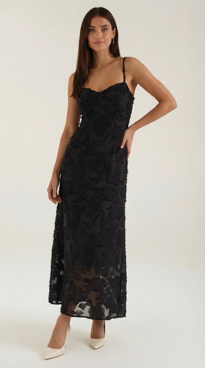 Abito Lungo Donna in Pizzo Fluido