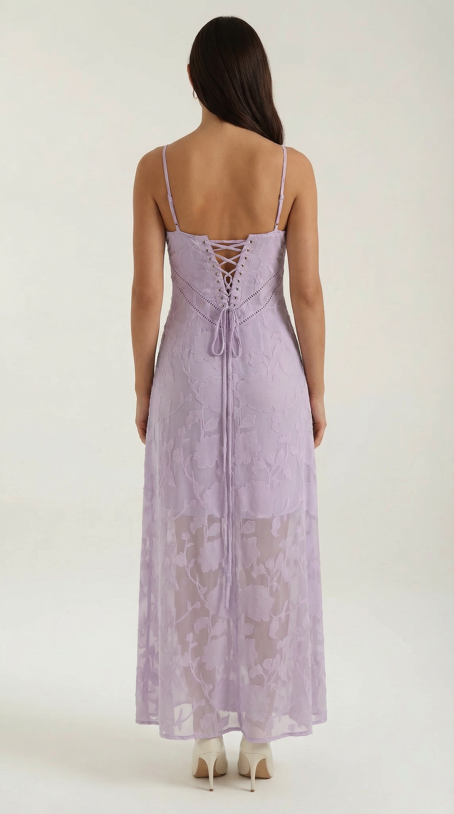 Abito Lungo Donna in Pizzo Fluido