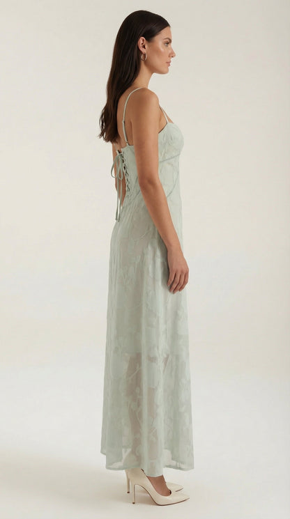 Abito Lungo Donna in Pizzo Fluido