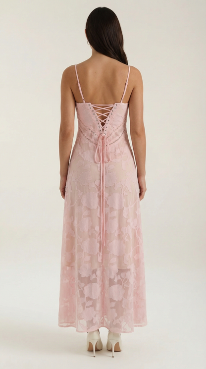 Abito Lungo Donna in Pizzo Fluido