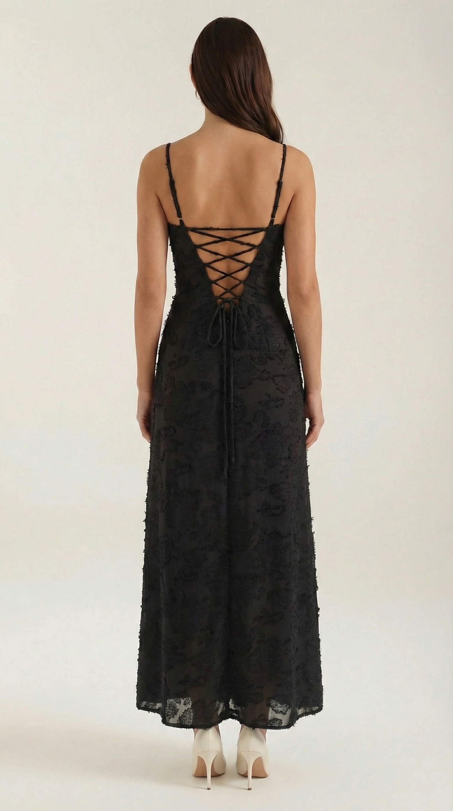 Abito Lungo Donna in Pizzo Fluido
