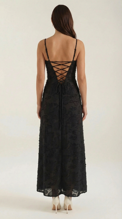 Abito Lungo Donna in Pizzo Fluido
