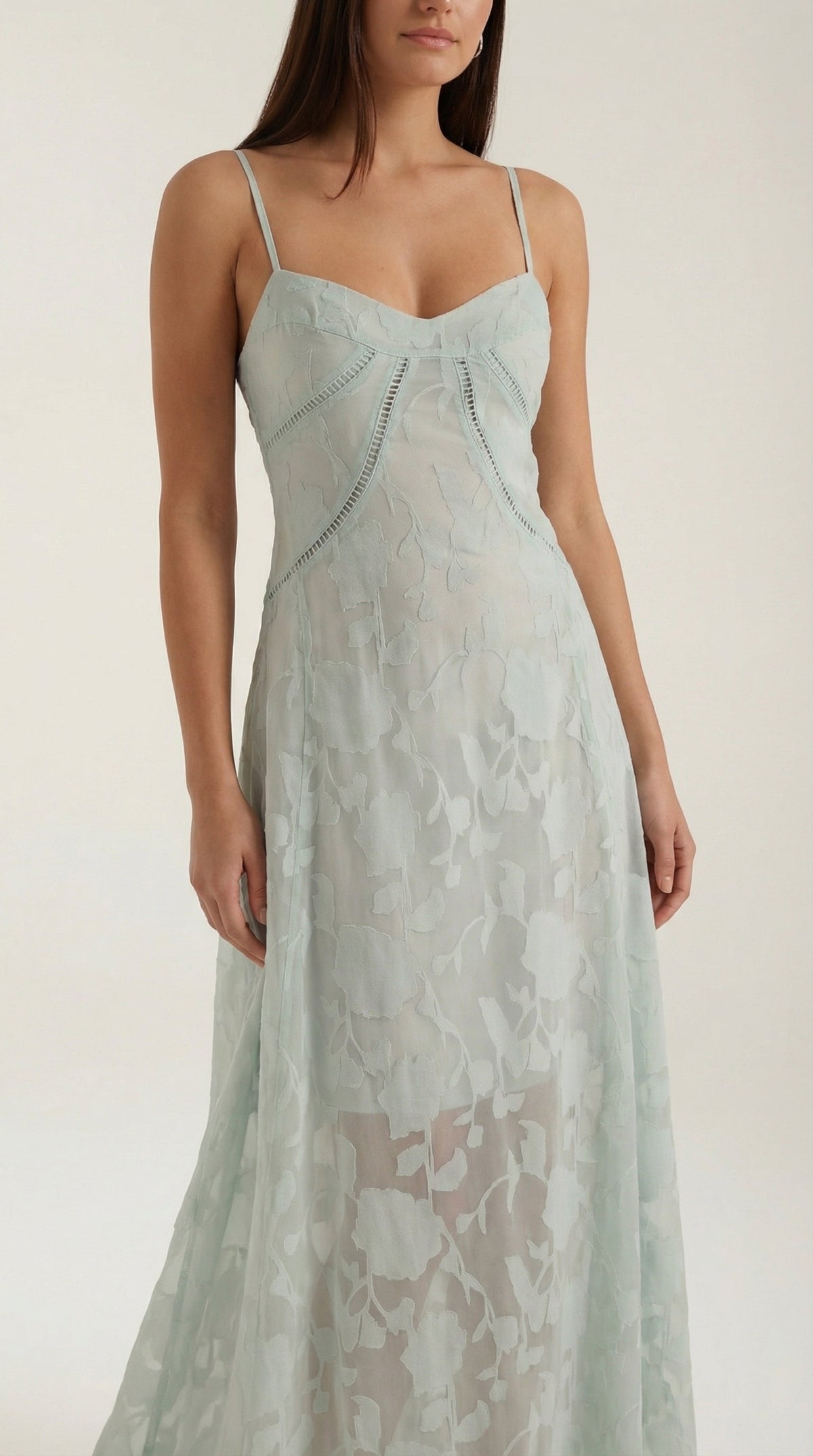 Abito Lungo Donna in Pizzo Fluido