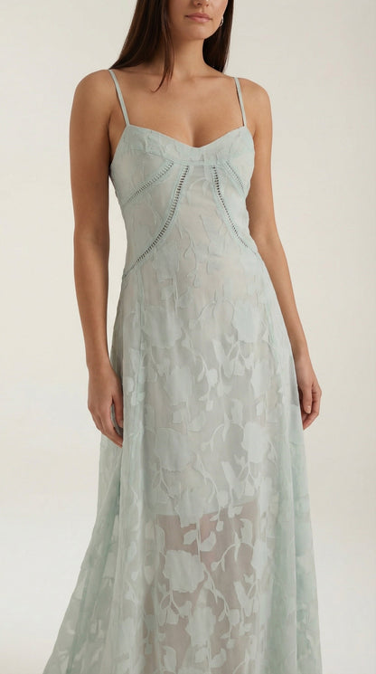 Abito Lungo Donna in Pizzo Fluido