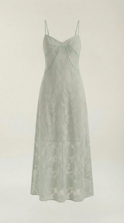 Abito Lungo Donna in Pizzo Fluido