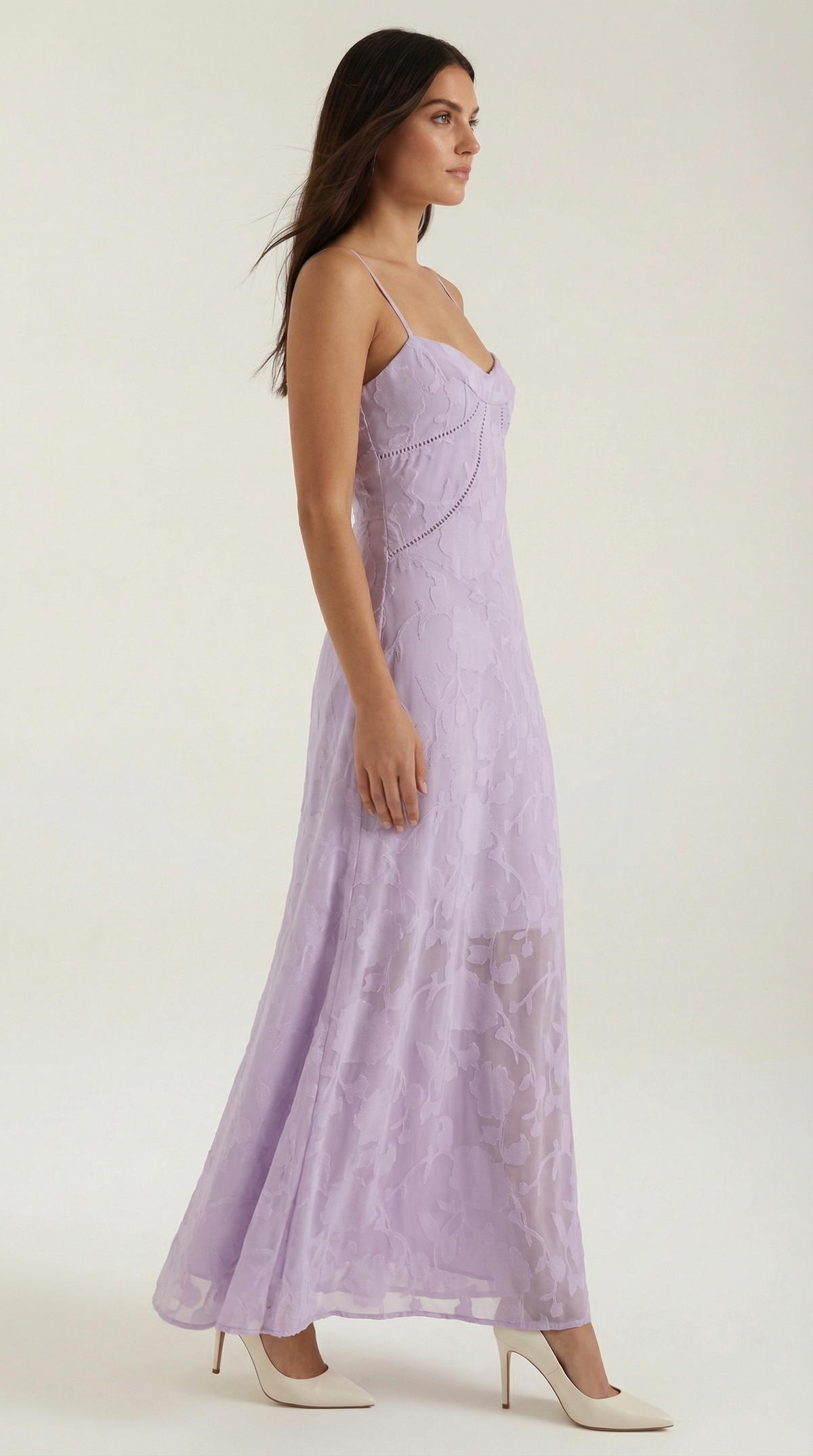 Abito Lungo Donna in Pizzo Fluido