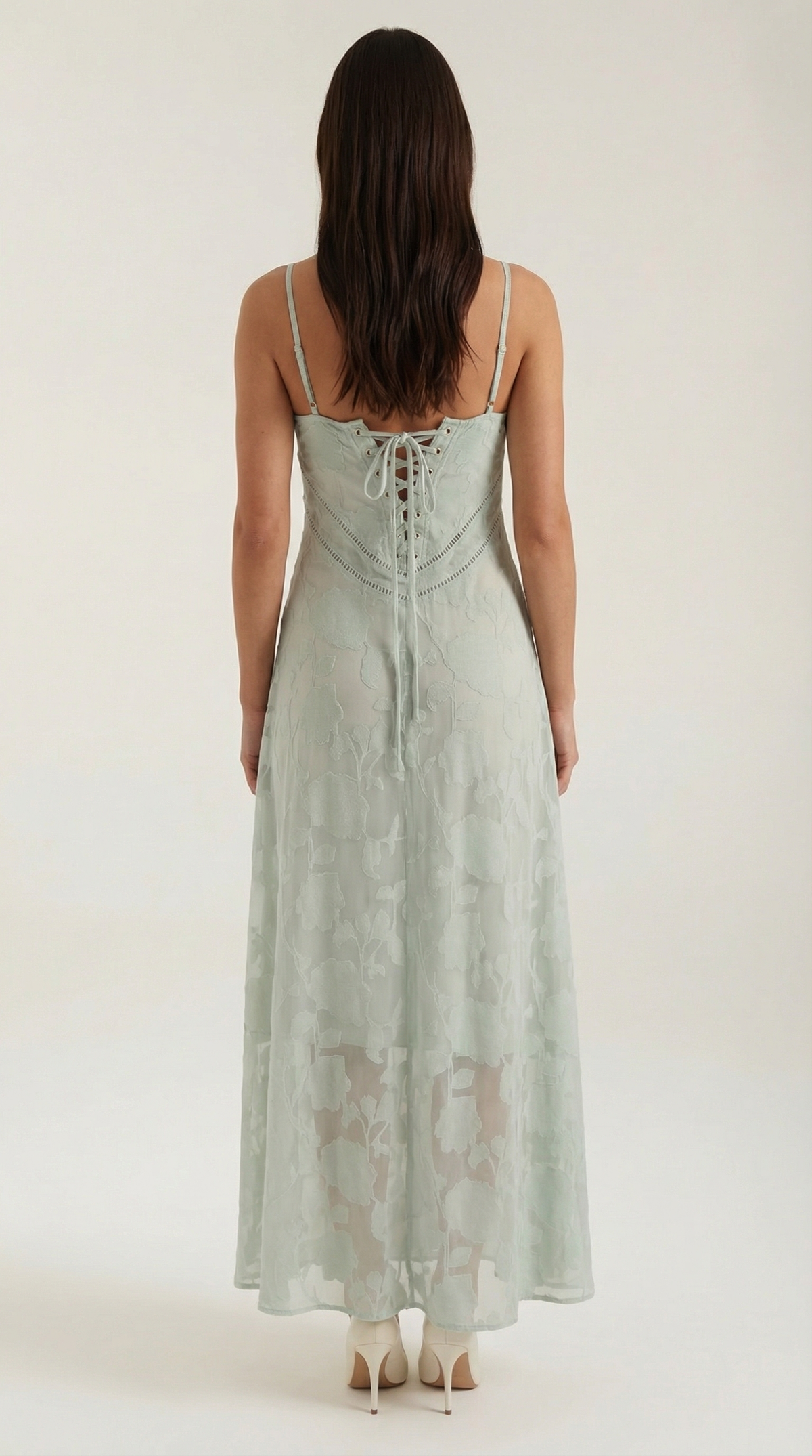 Abito Lungo Donna in Pizzo Fluido