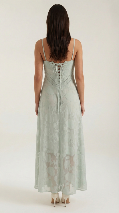Abito Lungo Donna in Pizzo Fluido