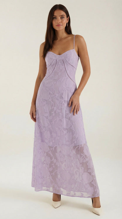 Abito Lungo Donna in Pizzo Fluido