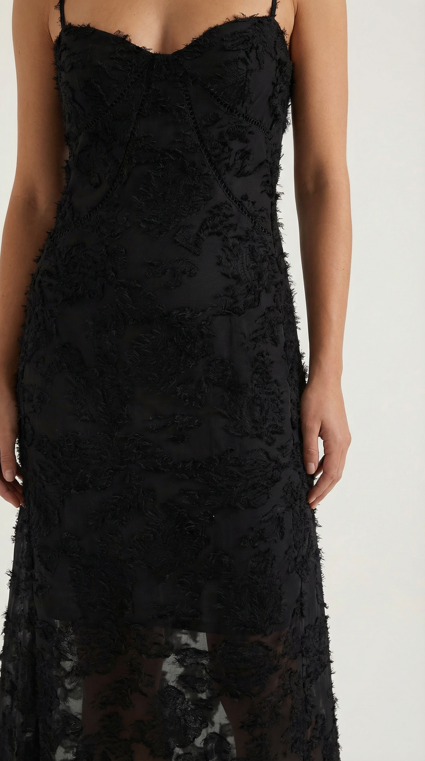 Abito Lungo Donna in Pizzo Fluido