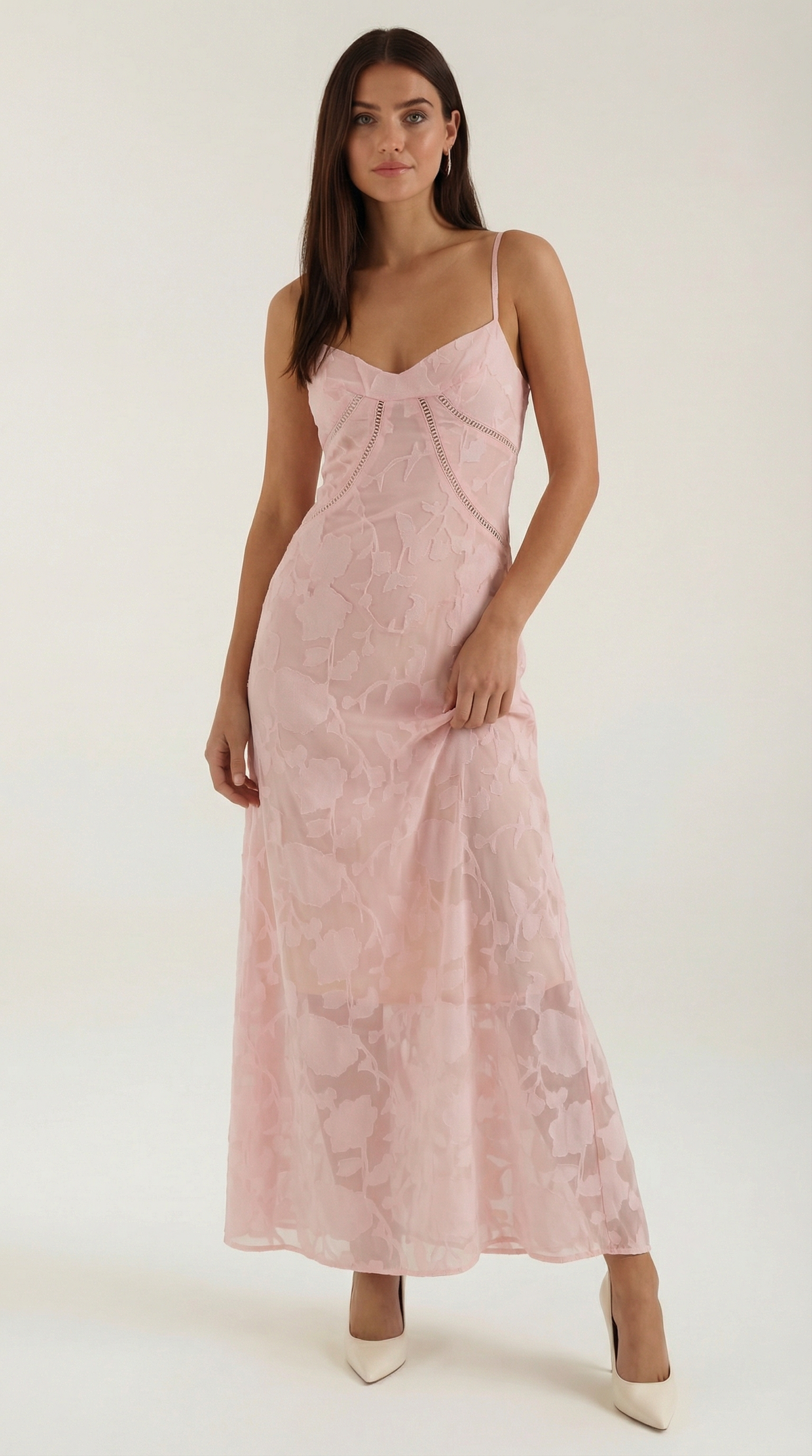 Abito Lungo Donna in Pizzo Fluido