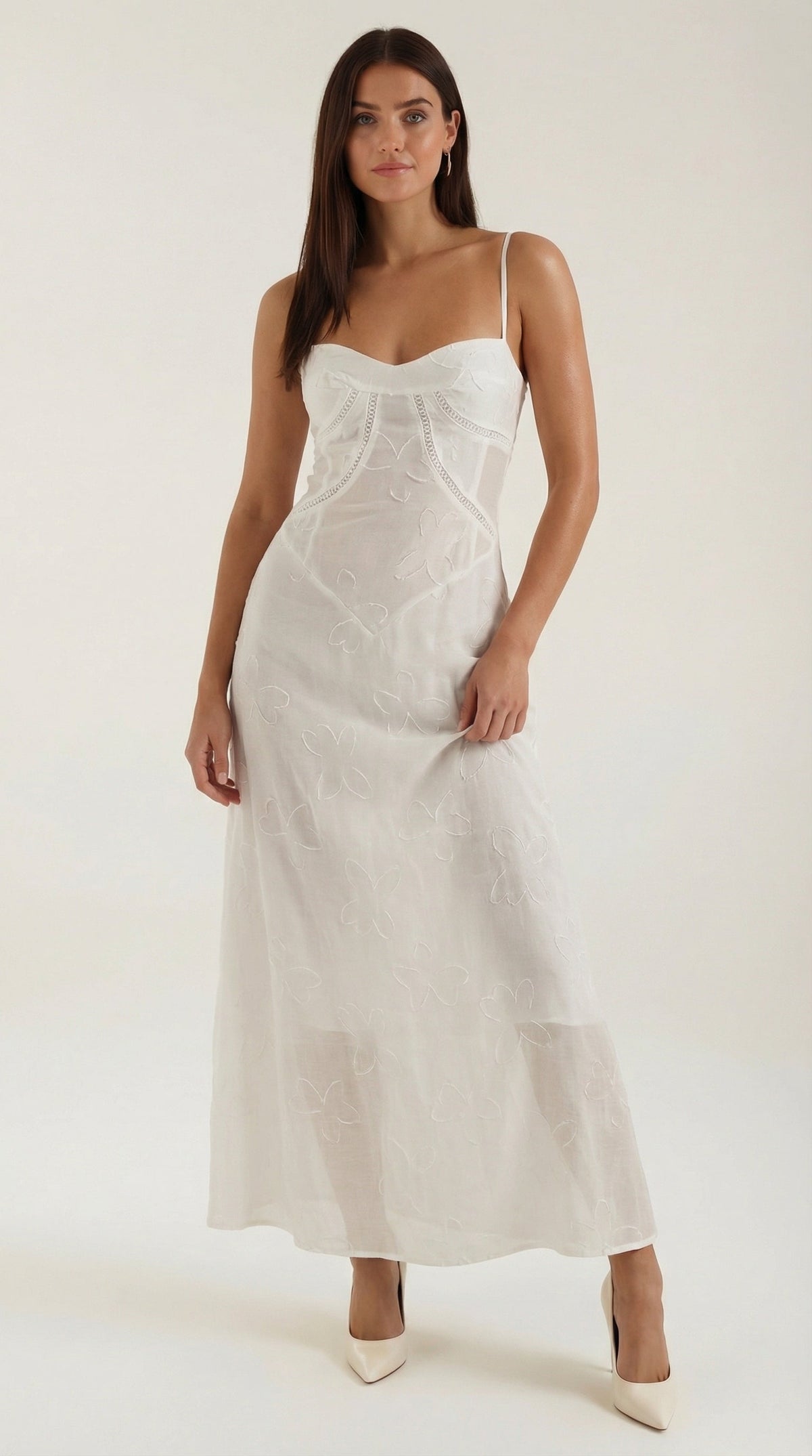 Abito Lungo Donna in Pizzo Fluido