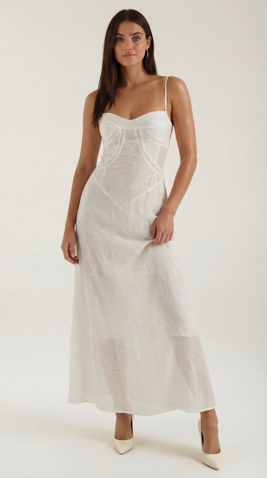 Abito Lungo Donna in Pizzo Fluido