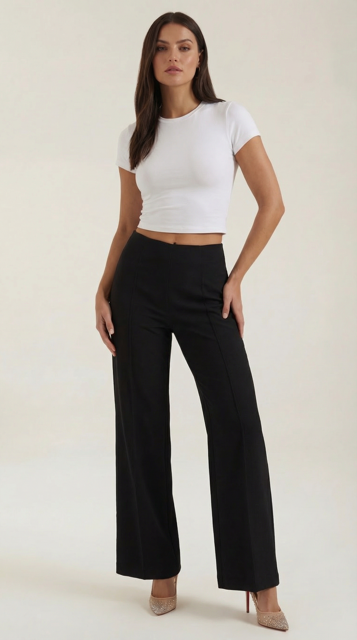 Pantaloni Donna Larghi a Vita Media