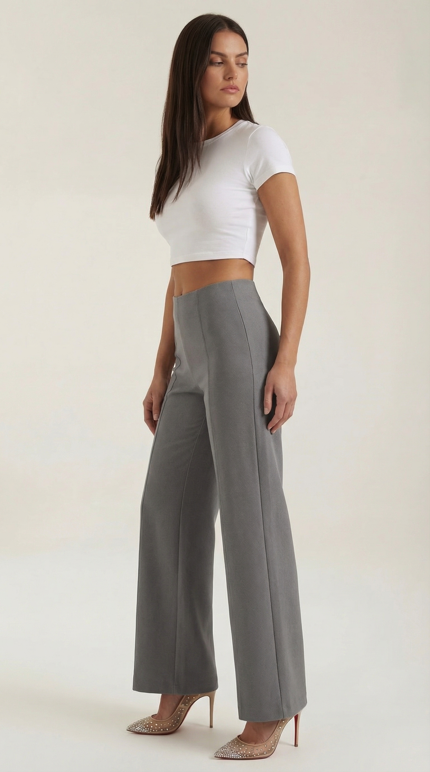 Pantaloni Donna Larghi a Vita Media