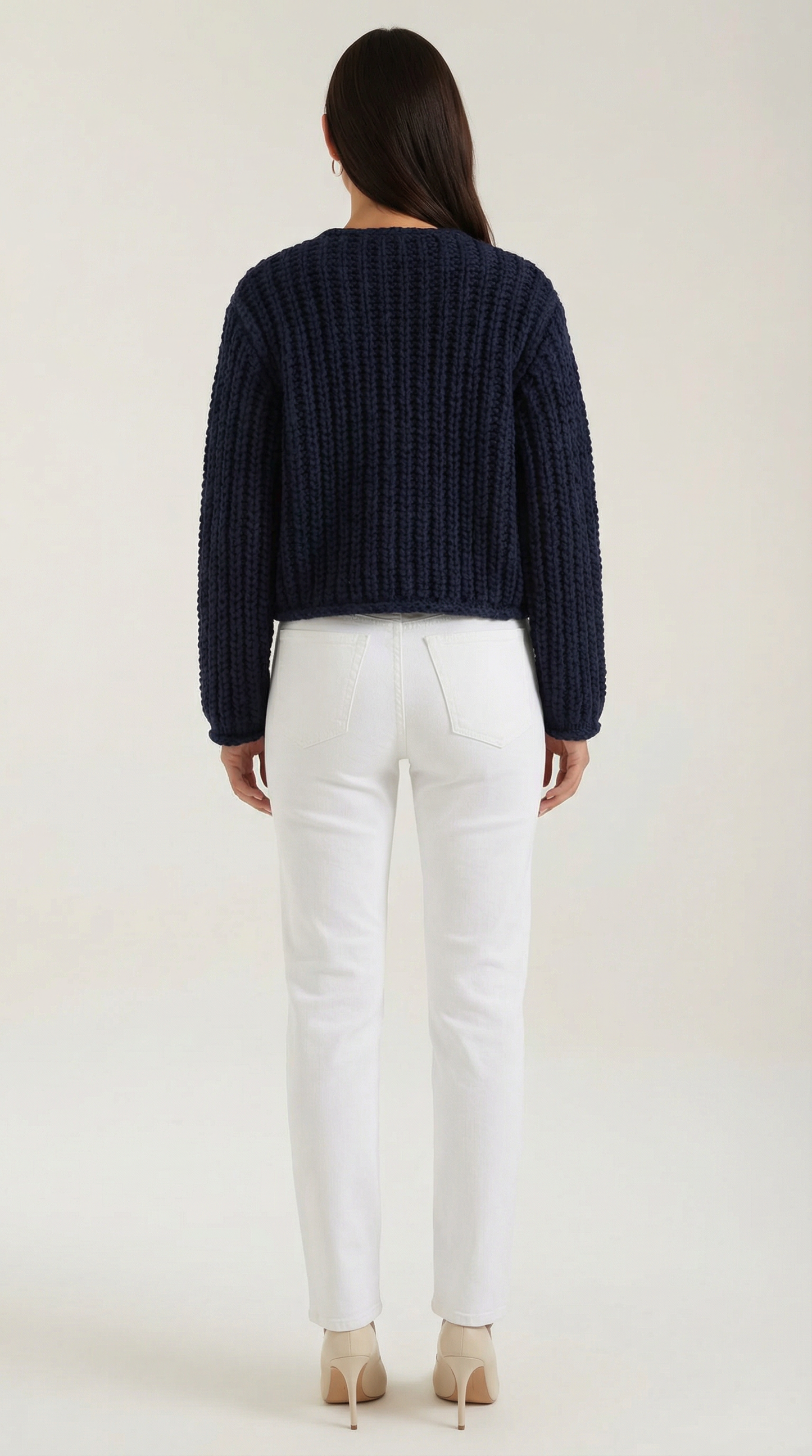 Cardigan Crop Donna con Bottoni Dorati