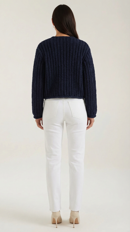 Cardigan Crop Donna con Bottoni Dorati