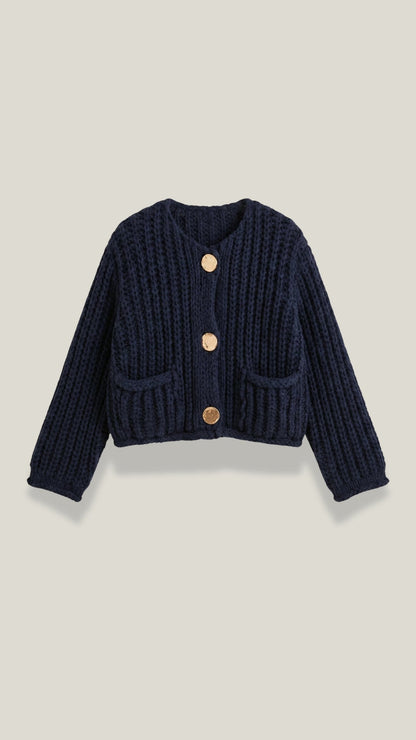 Cardigan Crop Donna con Bottoni Dorati