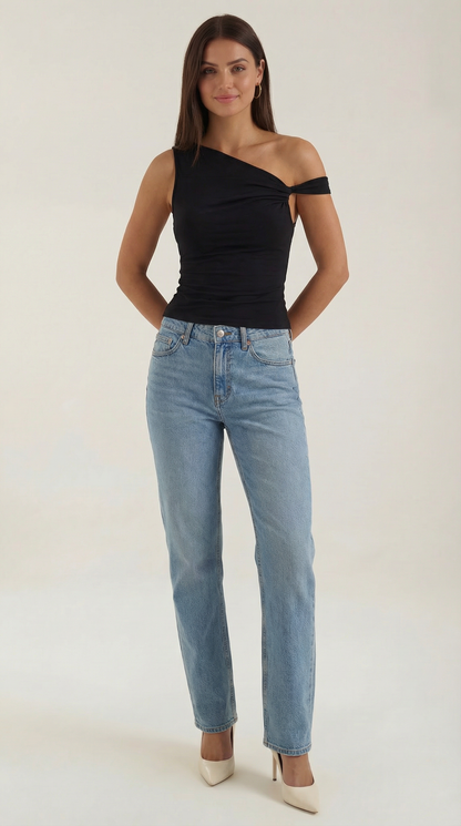 Top Donna Monospalla Drappeggiato