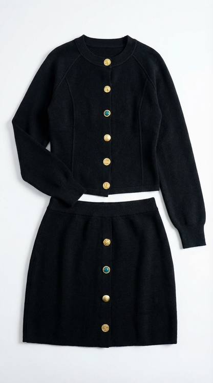 Set Donna Cardigan e Gonna in Maglia
