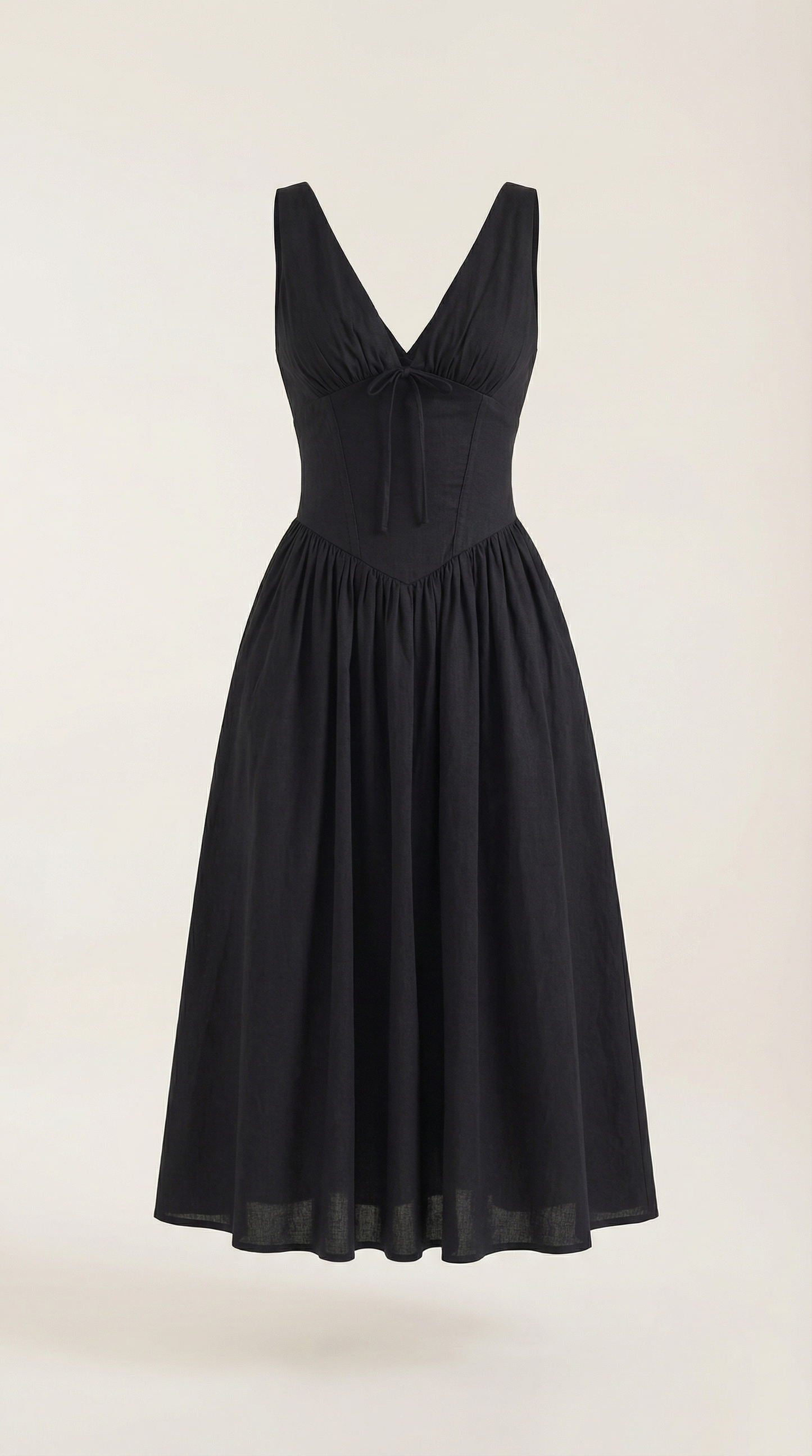 Abito Midi Donna Aderente con Scollo a V Profondo