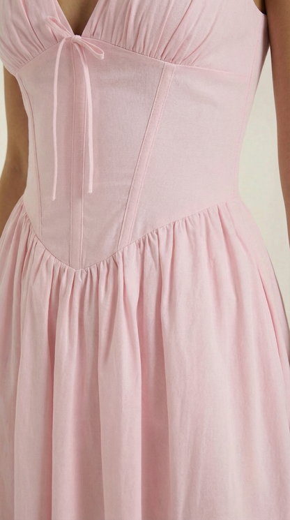 Abito Midi Donna Aderente con Scollo a V Profondo