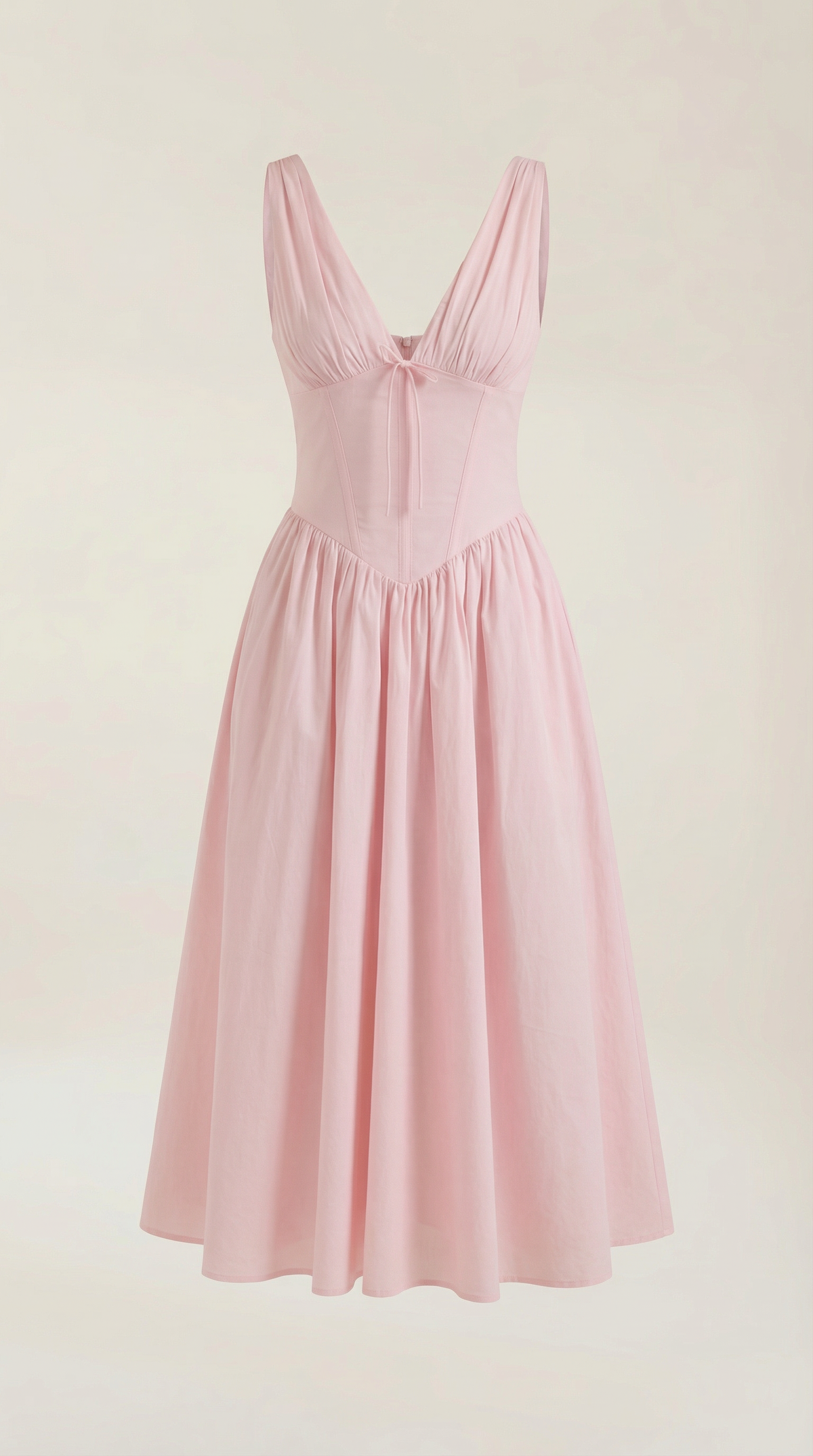 Abito Midi Donna Aderente con Scollo a V Profondo
