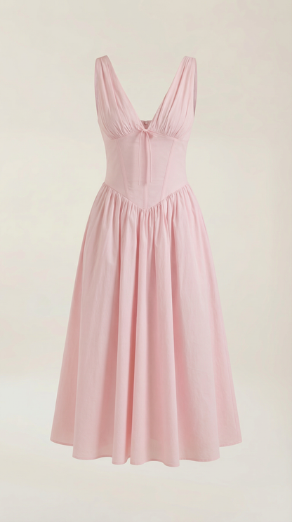 Abito Midi Donna Aderente con Scollo a V Profondo