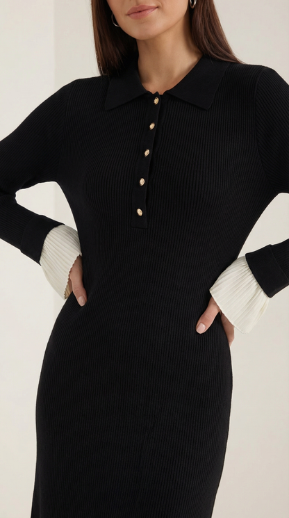Abito Lungo Donna in Maglia con Polsini