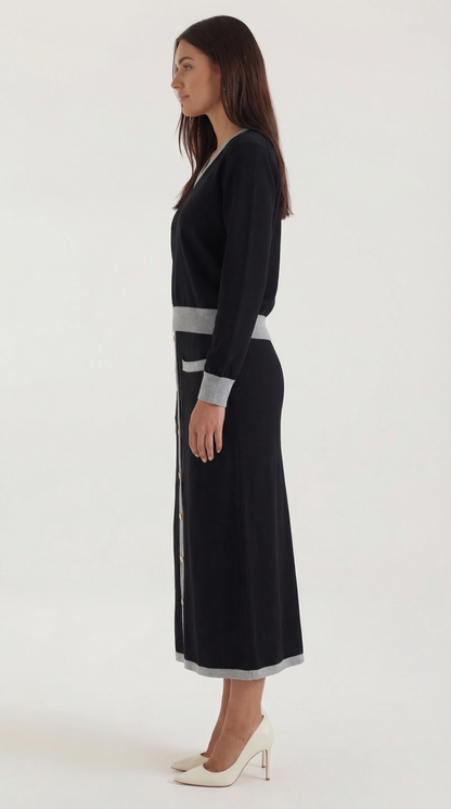Set Donna Maglia Scollo a V e Gonna Midi