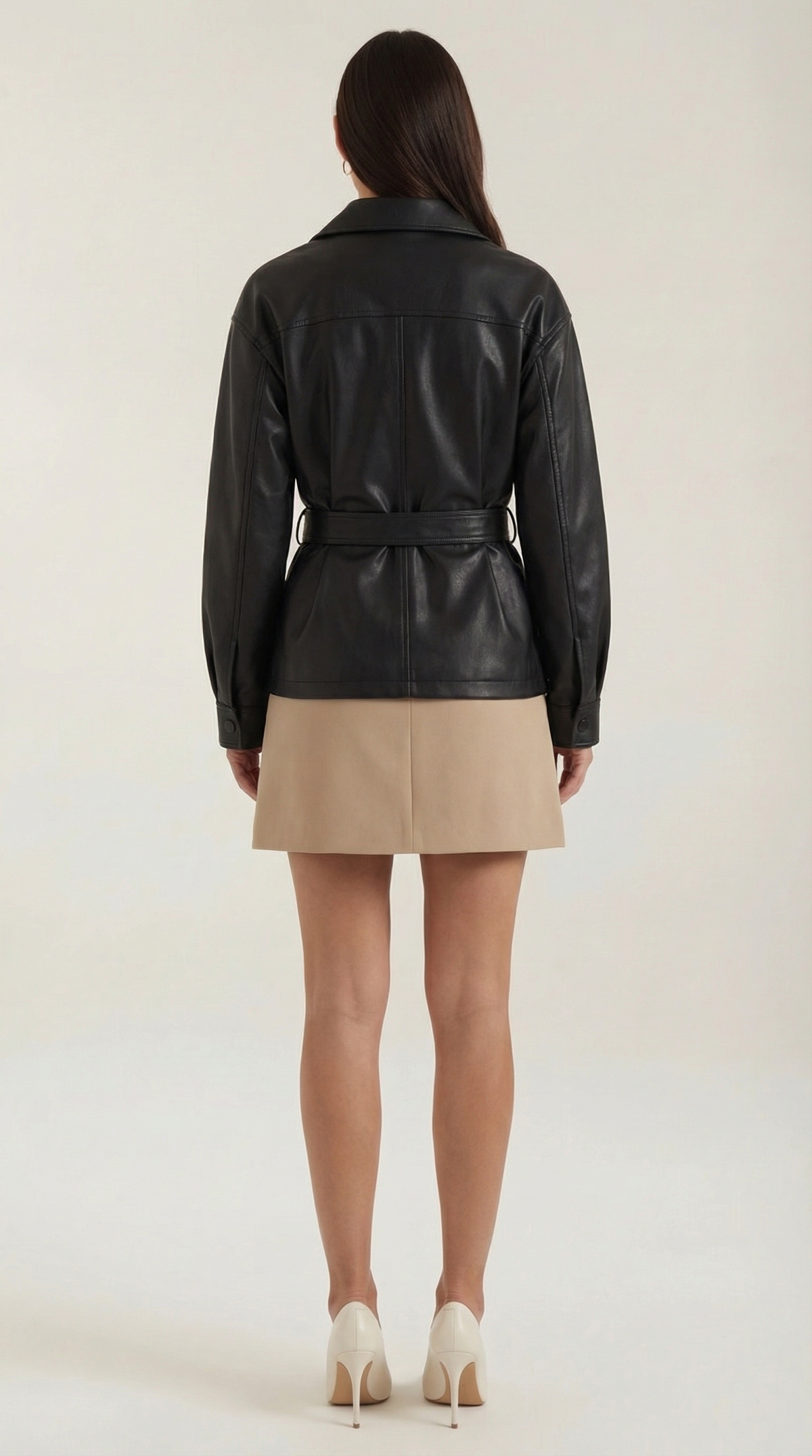 Giacca Donna in Pelle PU con Cintura