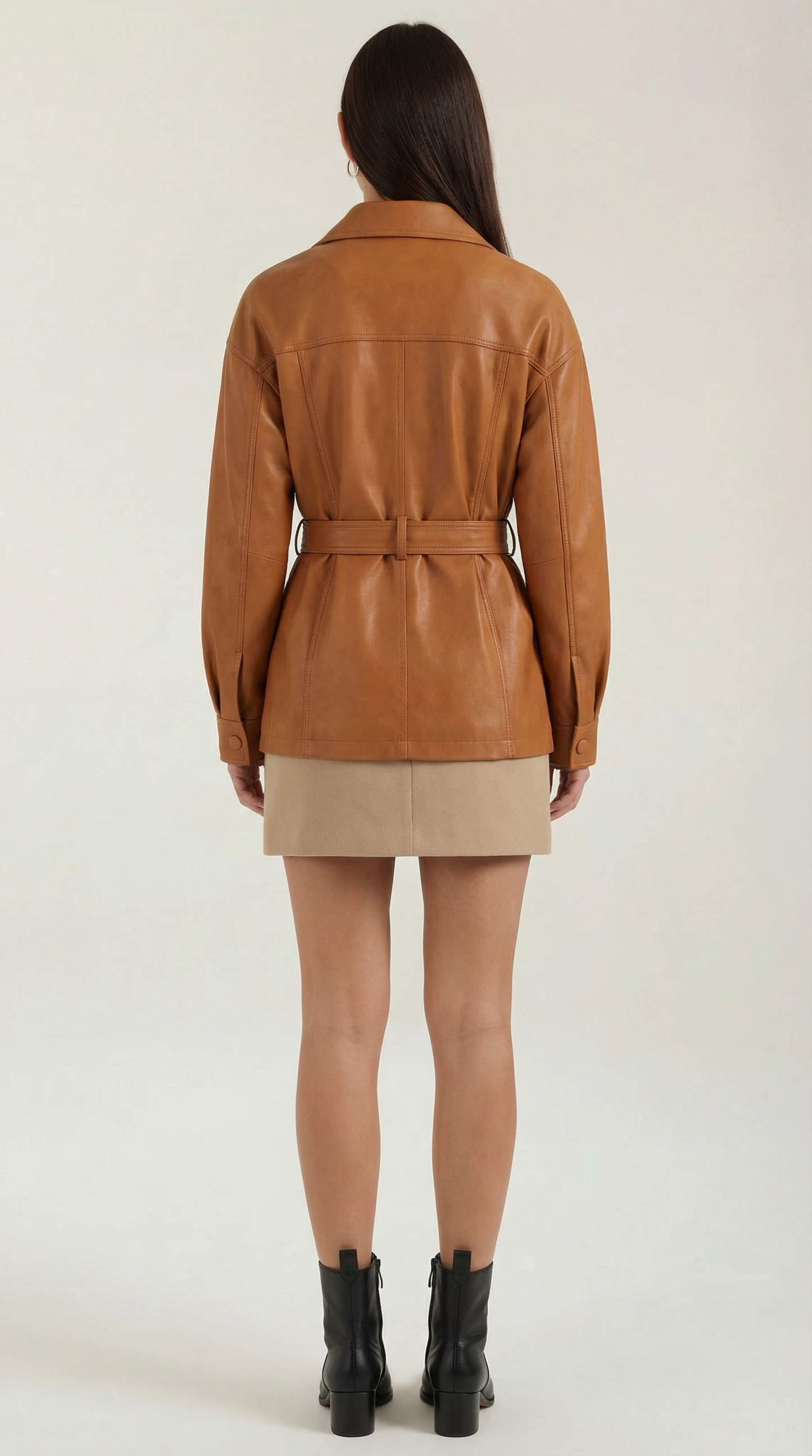 Giacca Donna in Pelle PU con Cintura