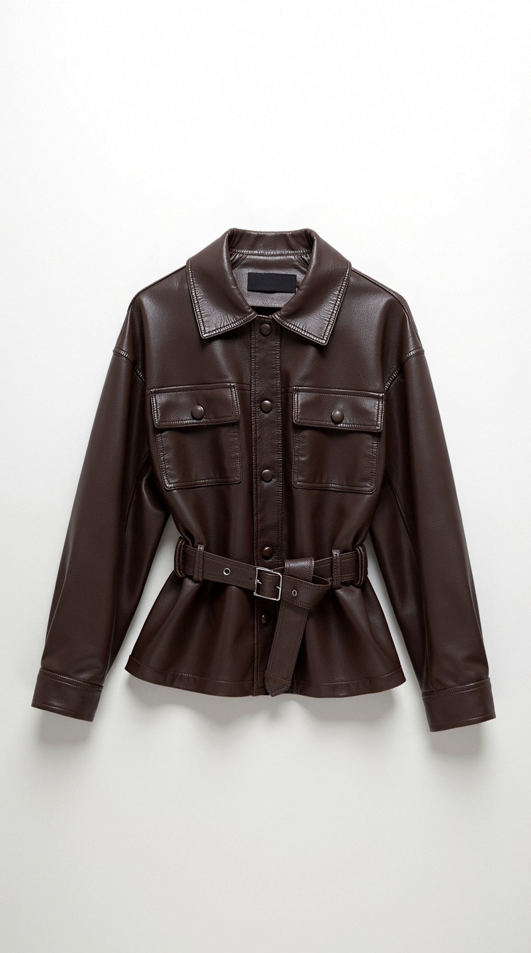 Giacca Donna in Pelle PU con Cintura