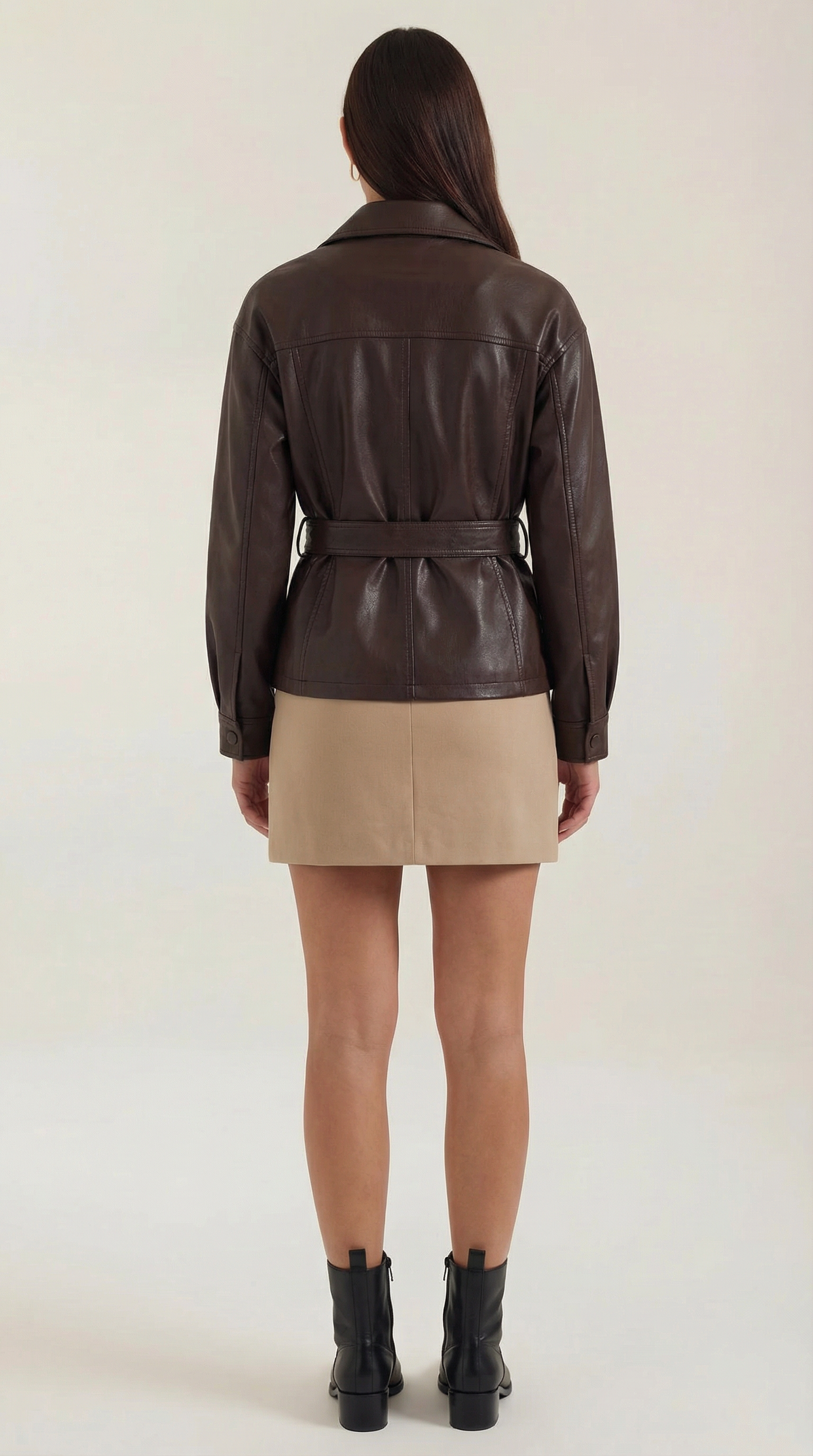 Giacca Donna in Pelle PU con Cintura