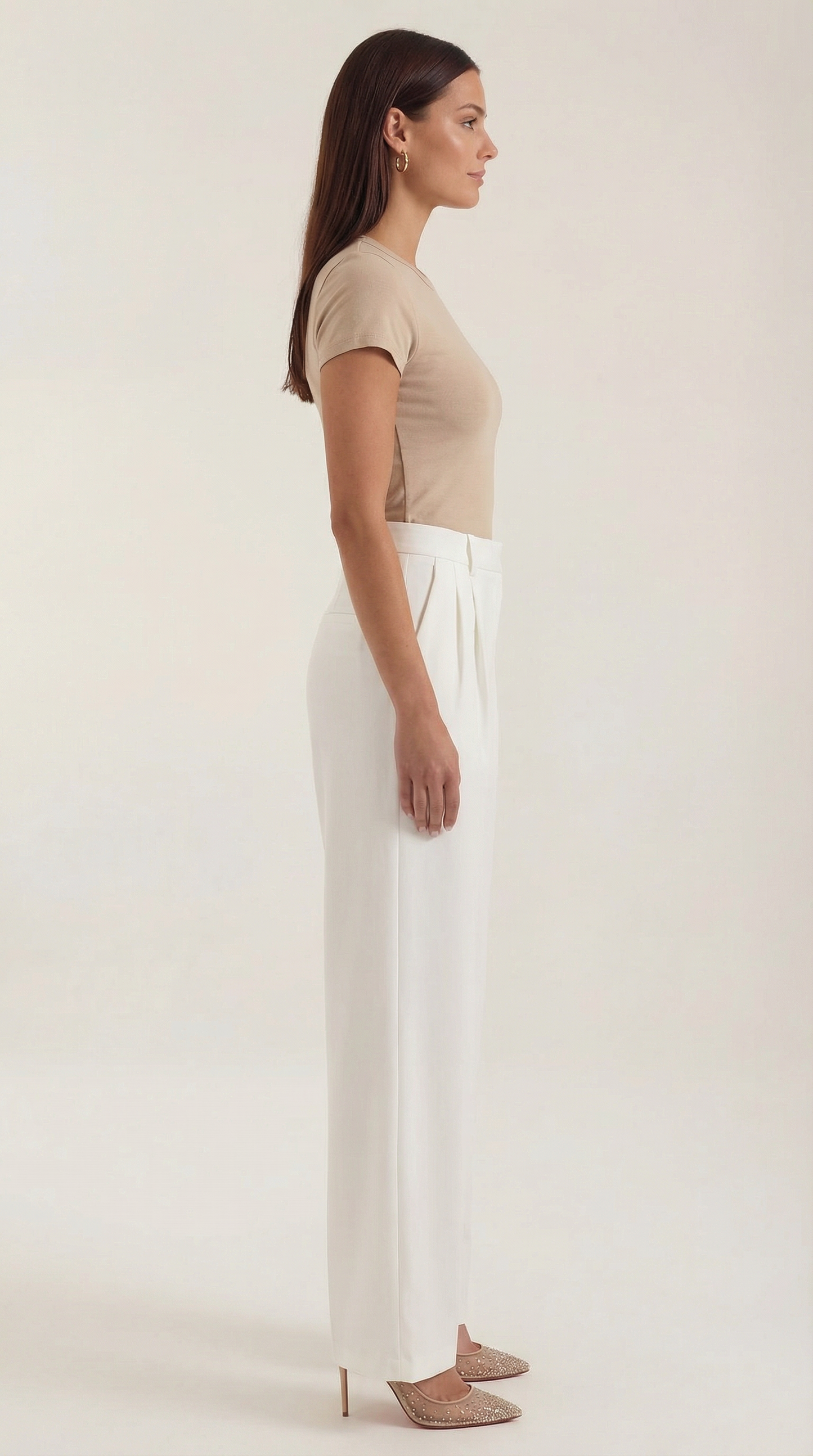 Pantaloni Donna a Gamba Dritta con Pieghe Frontali