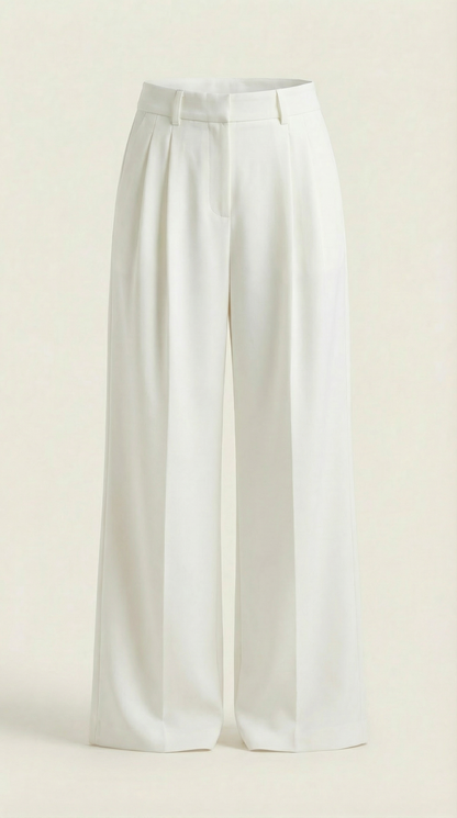 Pantaloni Donna a Gamba Dritta con Pieghe Frontali