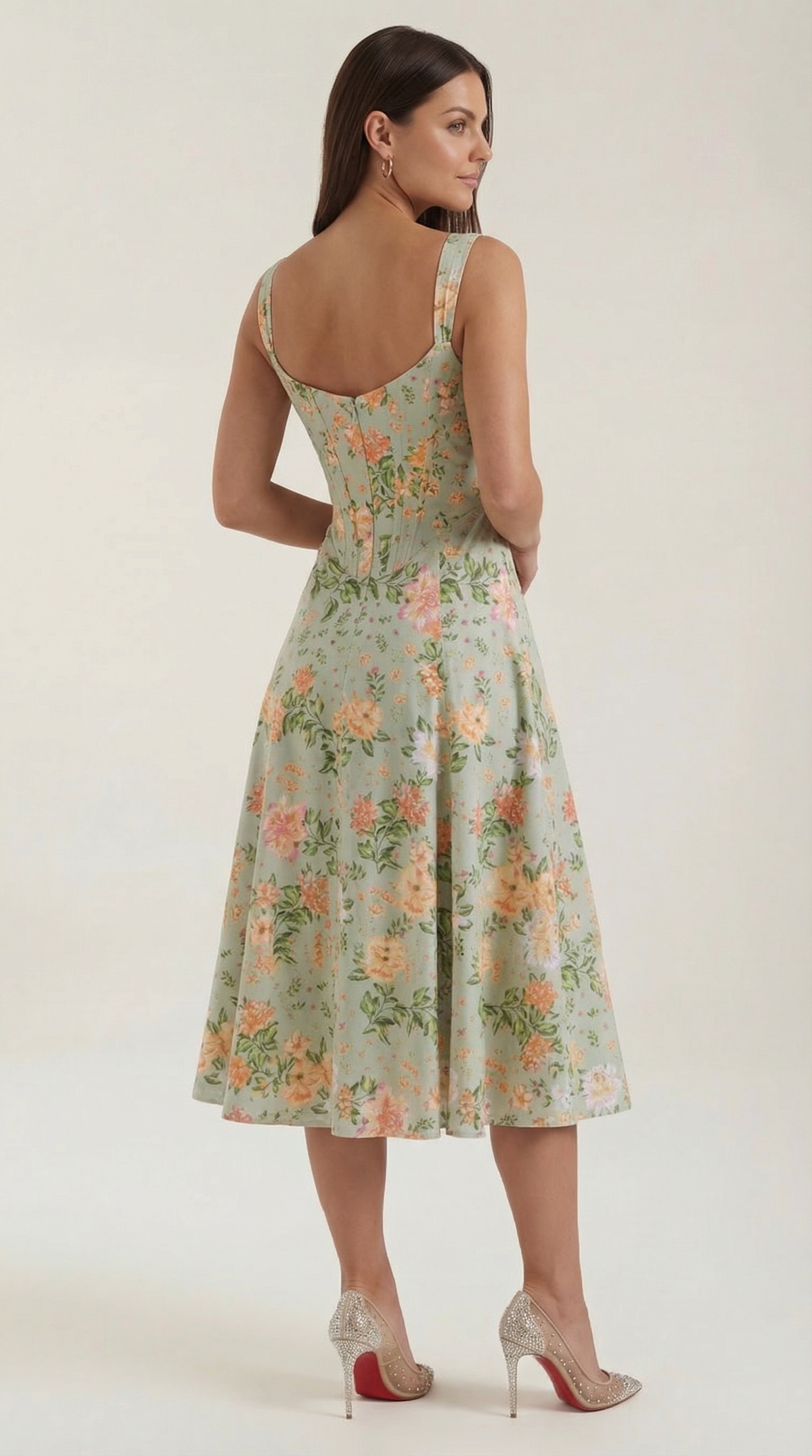 Abito Midi Donna Bustier con Spalline Larghe