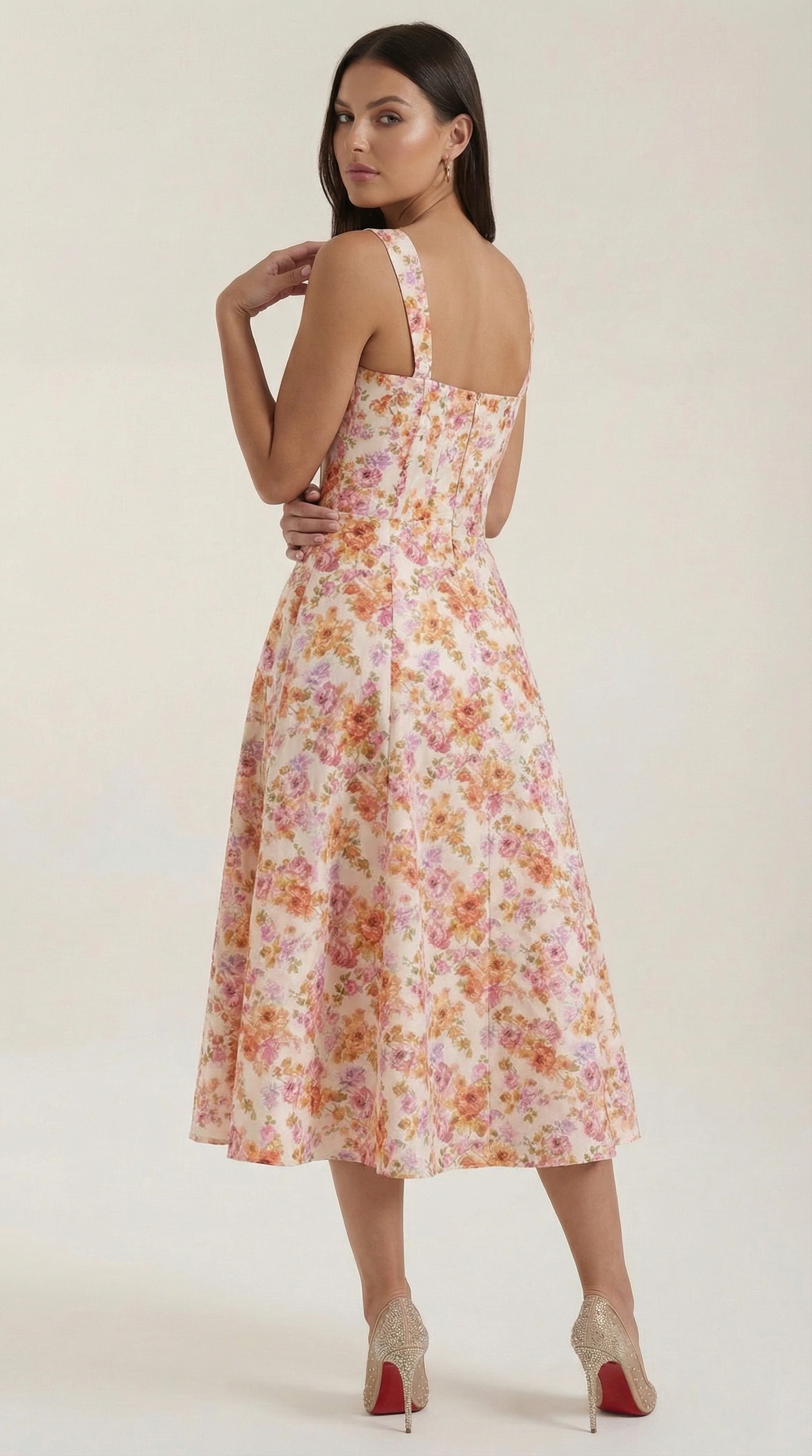 Abito Midi Donna Bustier con Spalline Larghe