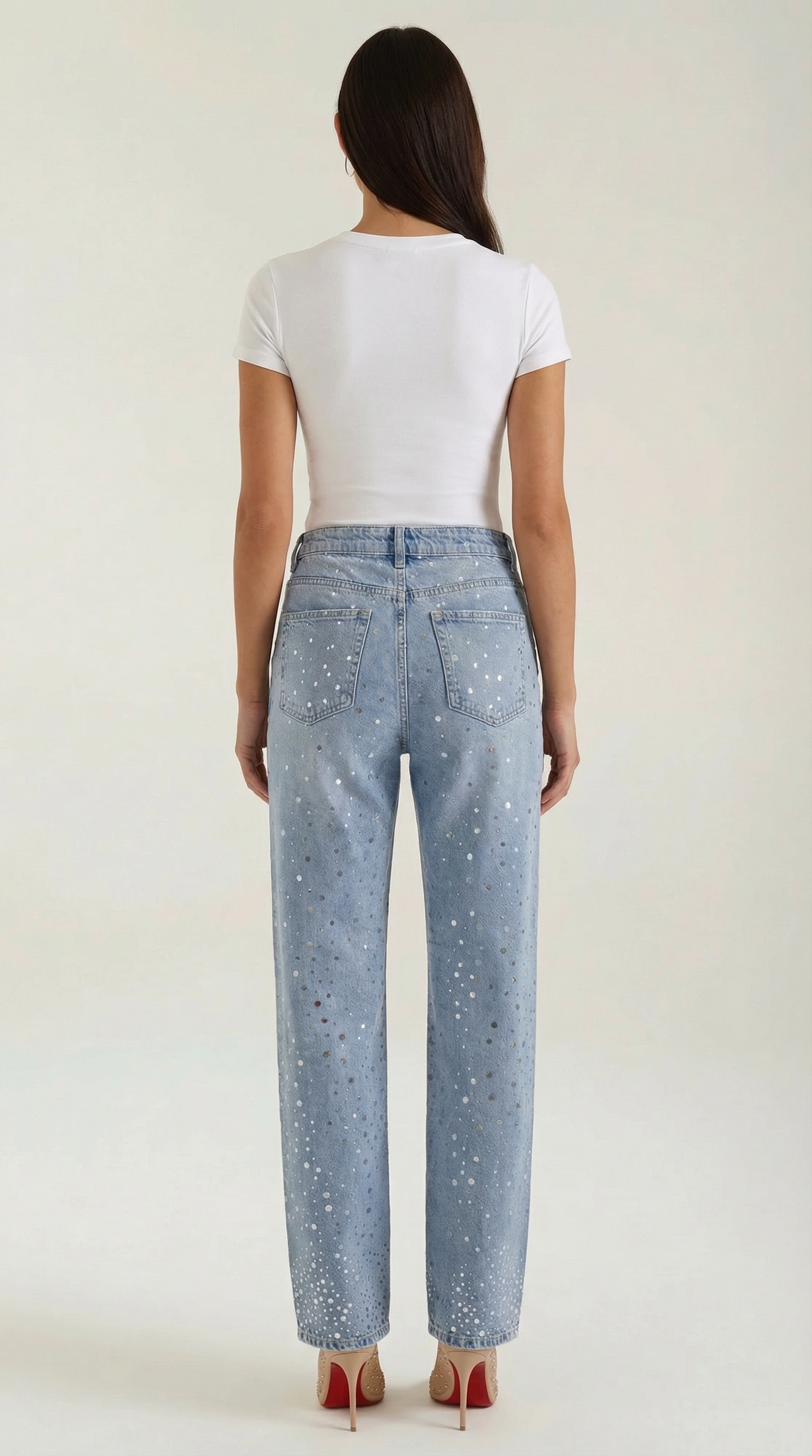 Jeans Baggy Donna con Punti Luccicanti
