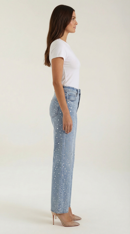 Jeans Baggy Donna con Punti Luccicanti
