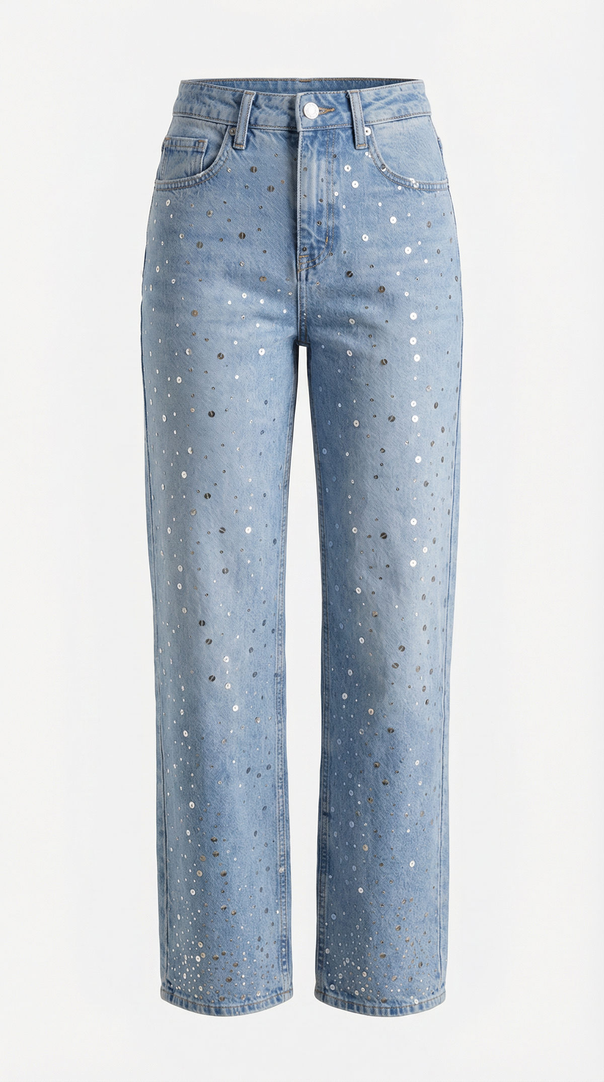 Jeans Baggy Donna con Punti Luccicanti