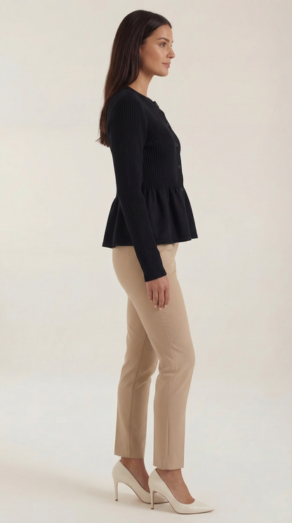 Cardigan Donna a Peplo con Bottoni