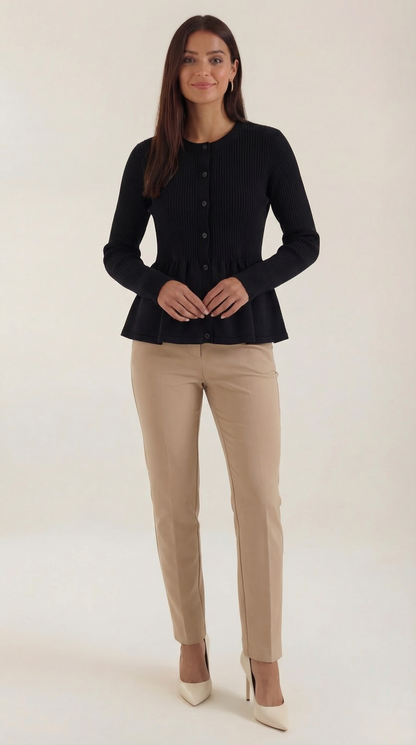 Cardigan Donna a Peplo con Bottoni