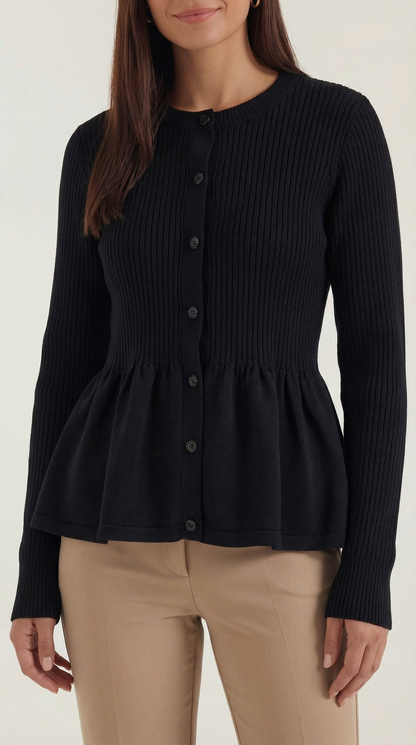Cardigan Donna a Peplo con Bottoni