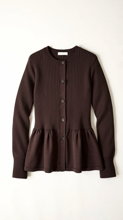 Cardigan Donna a Peplo con Bottoni