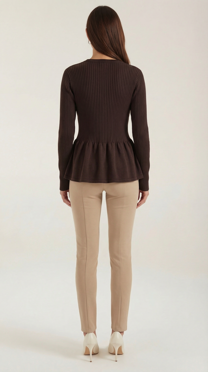 Cardigan Donna a Peplo con Bottoni