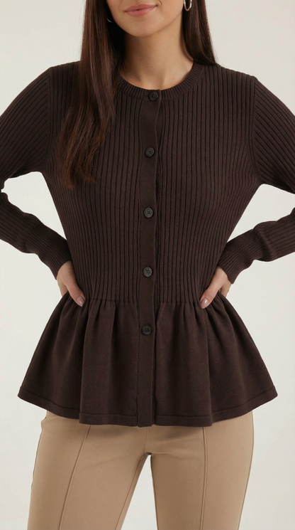 Cardigan Donna a Peplo con Bottoni